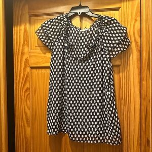 Sioni Navy and White Polka Dot Blouse